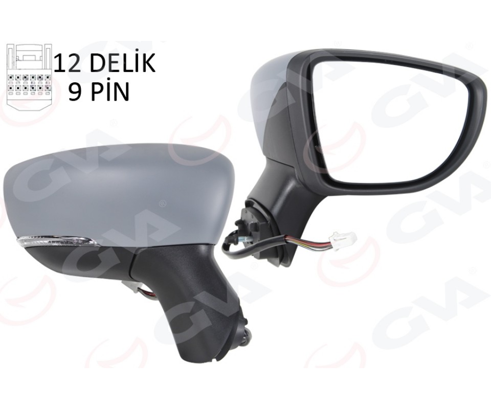 DIŞ DİKİZ AYNASI SAĞ ELEKTRİKLİ ISITMALI SİNYALLİ SENSÖRLÜ ASTARLI KONVEKS CAPTUR 17-
