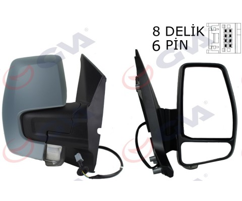 DIŞ DİKİZ AYNASI SAĞ TRANSİT CUSTOM V362 12> ELEKTİRİKLİ ISITMALI ASTARLI SİNYALLİ KONVEKS VM-6325EHPR 1766579-682BL5JA6