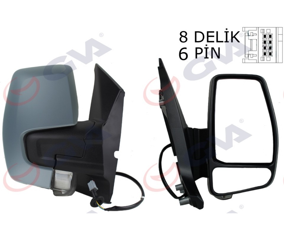 DIŞ DİKİZ AYNASI SAĞ TRANSİT CUSTOM V362 12> ELEKTİRİKLİ ISITMALI ASTARLI SİNYALLİ KONVEKS VM-6325EHPR 1766579-682BL5JA6