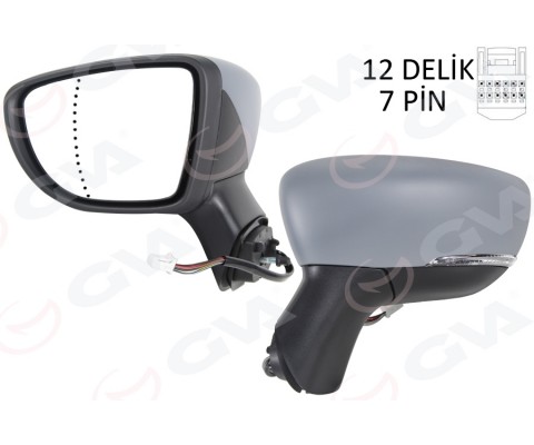 DIŞ DİKİZ AYNASI SOL ELETRİKLİ ISITMALI SİNYALLİ ASTARLI ASFERİK CAPTUR 17-