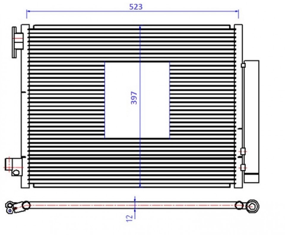 KLİMA RADYATÖRÜ KONDENSER RENAULT CLIO IV 12> CAPTUR I 13> SYMBOL III 14> DACIA LOGAN MCV II 14> DOKKER 12> DUSTER 10> SANDERO II 12> 0.9TCe 1.0SCe 1.2TCe 1.5dCi 1.6