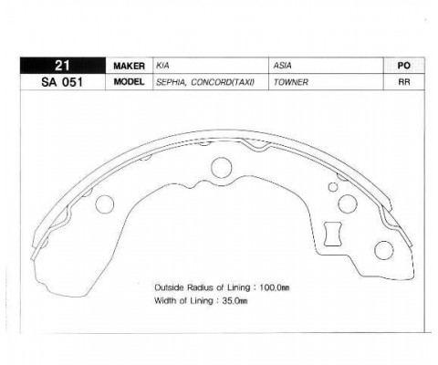 PABUÇ BALATA ARKA KAMPANA KIA SEPHIA 92-97 TOWNER 92 >