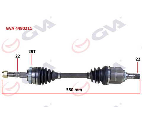 KOMPLE AKS SOL CORSA C-COMBO 1.2-1.4 16V 1.3 CDTI-1.7DTI 00-06 29 DİŞ ABS Lİ 580mm