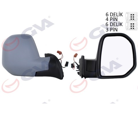 DIŞ DİKİZ AYNASI SAĞ BERLINGO-PARTNER 08 ELEKTRİKLİ ISITMALI SENSÖRLÜ ASTARLI KONVEKS VM-6118EHPSR