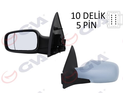 DIŞ DİKİZ AYNASI SOL MEGANE 02 ELEKTRİKLİ ISITMALI ASTARLI ASFERİK 5 FİŞ VM-138EHPAL
