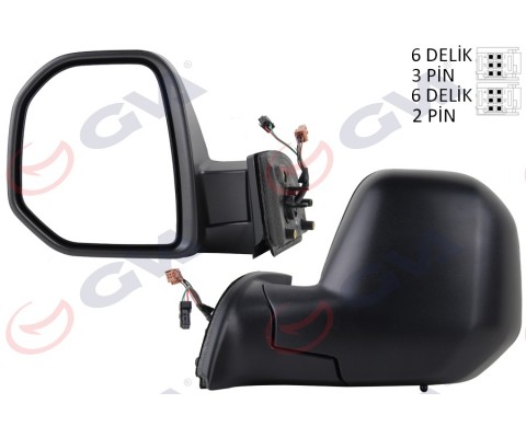 DIŞ DİKİZ AYNASI SOL BERLINGO-PARTNER 08 ELEKTRİKLİ ISITMALI SENSÖRLÜ KONVEKS VM-6118EHL