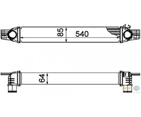 TURBO RADYATÖRÜ INTERCOOLER PEUGEOT BIPPER-CITROEN NEMO 1.3HDİ-1.4HDİ 08 FIORINO 1.3 DMTJ 08 540x82x64mm