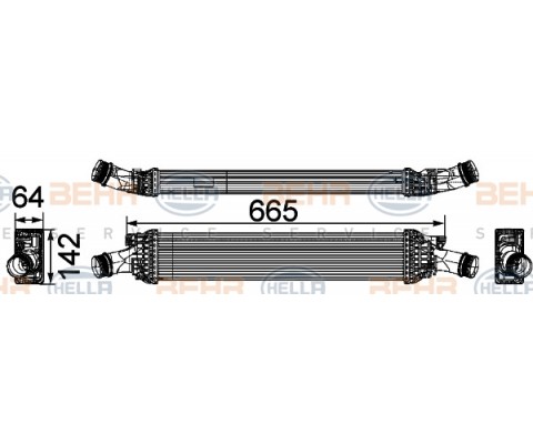 TURBO RADYATÖRÜ INTERCOOLER A4-A5 1.8 TFSI-2.0 TFSI 07 A6 1.8TFSI-2.0TFSI 11 665x142x64