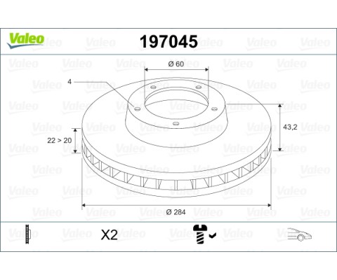 ÖN FREN AYNASI CORSA D 07 CORSA E 14 ADAM 13 PUNTO EVO-GRANDE PUNTO 05 284x22x6DLxHAVALI 15 İNÇ 55702646