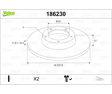 ÖN FREN AYNASI R9-R11-R19 CLIO I 91 CLIO II 98 MEGANE I 96 TWINGO 96 CLIO SYMBOL 00 LOGAN 06 SANDERO 08 238x12 4 DELİK
