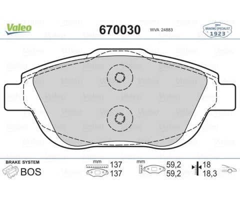 ÖN FREN BALATASI CORSA F 19 CROSSLAND 17 MOKKA 20 C3 II-III-AIRCROSS 09 C4 14 208 19 2008 19 DS3 15 15 İNÇ 283mm