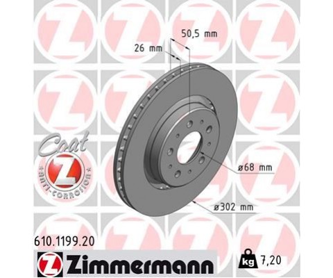 ÖN FREN AYNASI HAVALI VOLVO V70 97-00 C70 97-05 S70 96-00 XC70 97-02 302x26x5DLxHAVALI 986478454-DF4233
