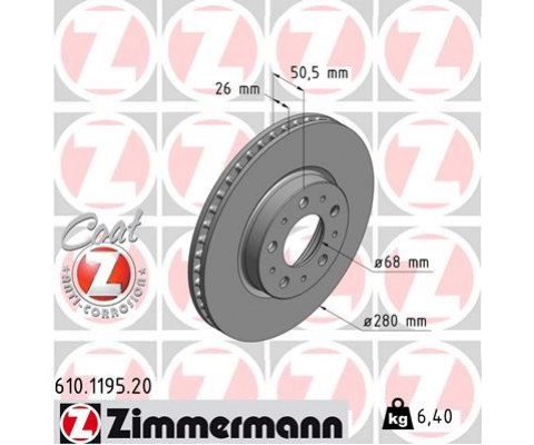 ÖN FREN AYNASI VOLVO 850 91-97 -S70-C70-V70-960-2.0-2.5-2.5 20V-2.5TDI 97 280x26x5DLxHAVALI 986478603-DF2671