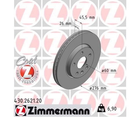 ÖN FREN AYNASI ASTRA J 10 CRUZE 09 AVEO 11 276x26x5DL 15 İNÇ HAVALI 95526655
