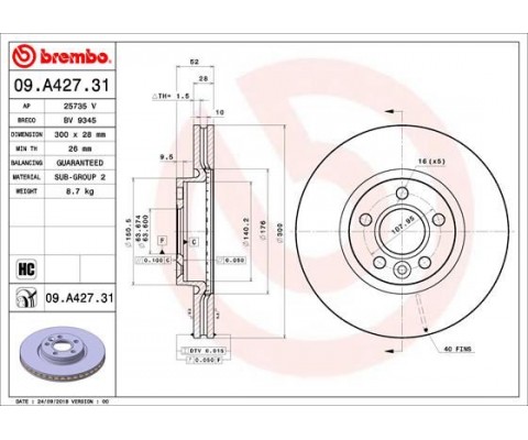 ON FREN DISK AYNASI MONDEO IV S MAX GALAXY 07 11 FREELANDER 2 06-14 EVOQUE 12-18 VOLVO S60 II 10 S80 II V70 III XC70 II 06 300cm CAP