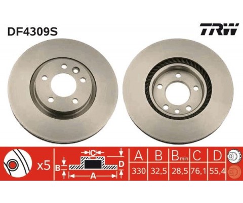 ÖN FREN AYNASI VW TRASNPORTER T5-MULTUVANM V 333x32.5x5DLxHAVALI 17 JANT