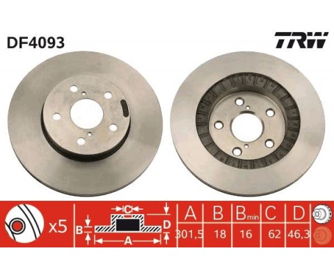 ÖN FREN AYNASI TOYOTA RAV 4 2.0 16V 94-00 301.5x18x5DLxHAVALI
