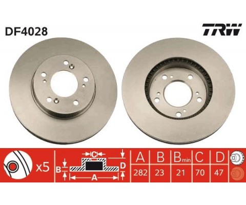 ÖN FREN DİSKİ HAVA KANALLI HONDA CR-V 2.0L B20 96-01 / HR-V 1.6L D16W1 99-07 / PRELUDE 2.0L F20A4 92-96 2.2L H22A4 97-01 282 çap x 5 bijon - Takım disk fiyatıdır