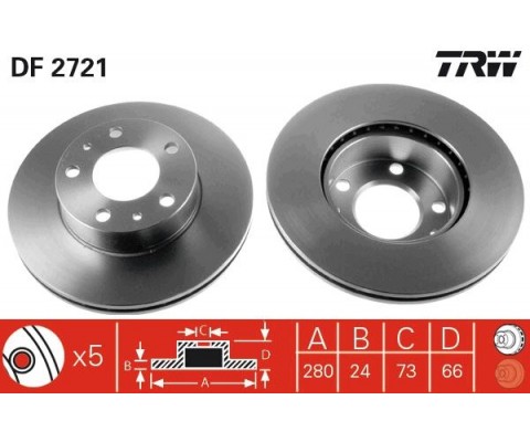 ÖN FREN AYNASI BOXER I-II 94 JUMPER I-II 94 DUCATO I-II 94 280x24x5DLxHAVALI