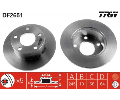 ARKA FREN AYNASI PASSAT- 96-05 AUDI100 90-94 A6 1.8T-1.9TDI 94-05 SUPERB 02-08 245x10x5DL