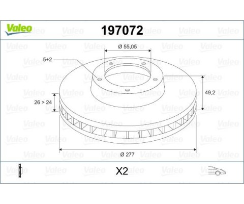 ÖN FREN DİSKİ HAVA KANALLI TOYOTA AVENSIS 1.6L 3ZZFE VVTi ZZT250 03-08 / 2.0L 1AZFSE AZT250 03-08 277 çap x 5 bijon - Takım disk fiyatıdır