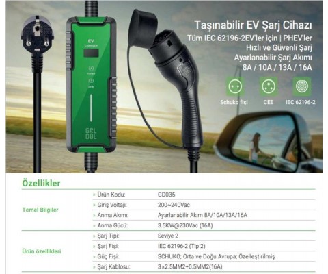 3.5 KW TAŞINABİLİR ŞARJ CİHAZI