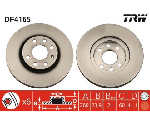 ÖN FREN AYNASI CORSA C - COMBO C 01 11 MERIVA A 03 10 TIGRA 04 09 260x24x4DL HAVALI