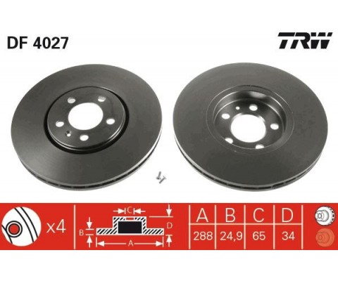 ÖN FREN AYNASI GOLF IV 00 V 03 POLO 01 BORA 98 OCTAVIA 98 FABIA 05 IBIZA 05 288x25x5DLxHAVALI