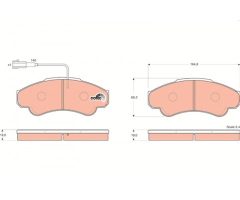 ÖN FREN BALATASI FİŞLİ BOXER 02/06 JUMPER 02/06 DUCATO 02/06 B.Y TİP 1800 KG