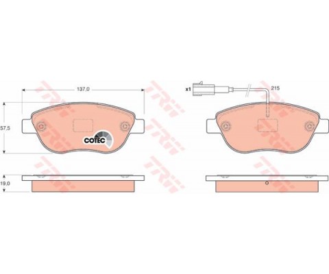 ÖN BALATA DOBLO 1.3-1.9 JTD 07 G.PUNTO 1.3 MJT 05 STILO 05 LINEA-BRAVO 07 IDEA 1.3 05 GDB1878 1FİŞ