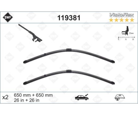 SILECEK SUPURGESI TAKIMI 650mm / 650mm MERCEDES C219 W211 S211 . PORSCHE CAYENNE . VW TOUAREG SWF