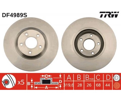 ÖN FREN DİSKİ NISSAN QASHQAI 07 13 JUKE 14 19 RENAULT KOLEOS I 08 320x28 5 DELİK HAVALI