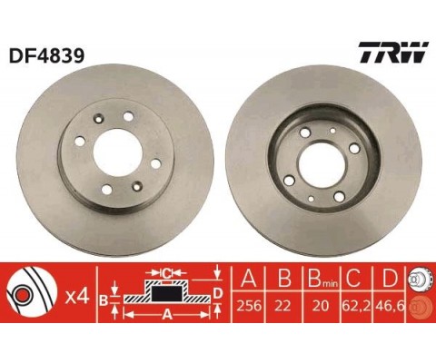 ÖN FREN AYNASI HAVALI ACCENT 11/05 İ10 01/08 RIO 05 256x22x4DLxHAVALI