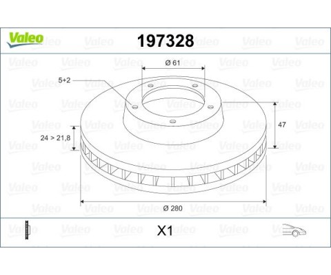 ÖN FREN DİSKİ RENAULT LAGUNA II 01 07 280x21.8 HAVALI 5 DELİK