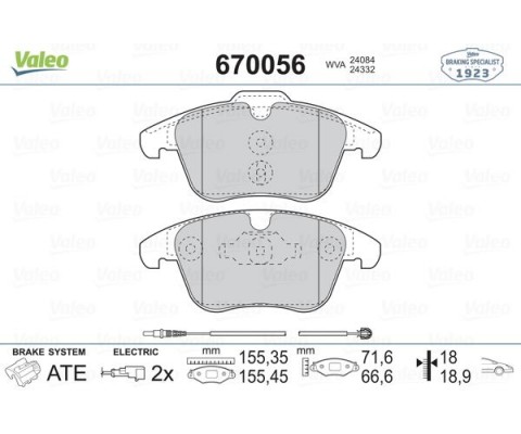 ÖN FREN BALATASI FİŞLİ P407 04 10 2.0 HDI P508 10 18 C5 1.6 1.8 2.0 1.6 HDI-2.0 HDI 08 16
