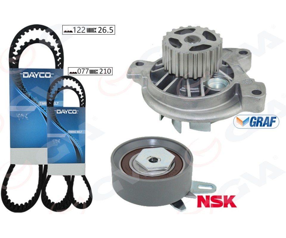 DEVİRDAİMLİ TRİGER SETİ 122x26.5 TRANSPORTER T4 2.4D 90-03 AJA K065323XS 2 KAYIŞ 1 GERGİ