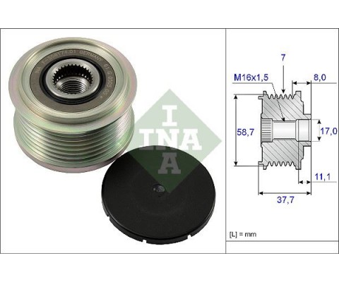 ALTERNATÖR GERGİ KASNAĞI FORD TRANSIT 2.2 155PS 11 > RANGER TKE 2.2 155PS 12 > CUSTOM V362 12 > DT244 DEFENDER L316 TOYOTA HILUX 7 ALT.NO BOSCH 0121615003