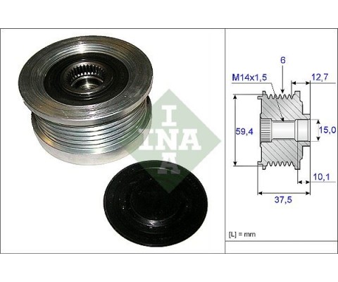 ALTERNATÖR KASNAĞI RULMANLI ACCENT-GETZ-MATRIX 1.5 CRDI 02 > 6 KANAL 535011010