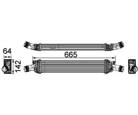 TURBO RADYATÖRÜ INTERCOOLER A4-A5 1.8 TFSI-2.0 TFSI 07 > A6 1.8TFSI-2.0TFSI 11 > 665x142x64