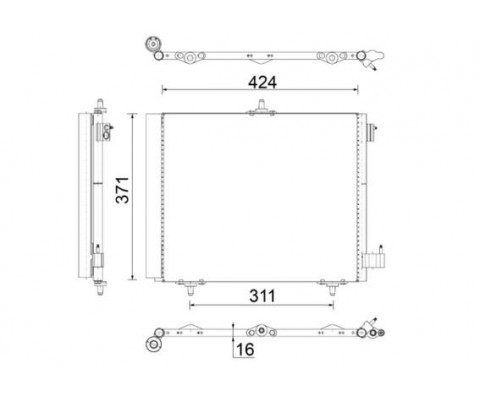 KONDENSER P207-P208-P1007-P2008 05 >-C2-C3-C3 II 03>DS 3 14> 1.4 1.6HDI KURUTUCU İLE AL/AL 420X371X1 6