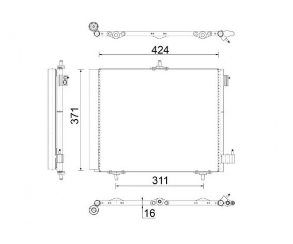 KONDENSER P207-P208-P1007-P2008 05 >-C2-C3-C3 II 03>DS 3 14> 1.4 1.6HDI KURUTUCU İLE AL/AL 420X371X1 6