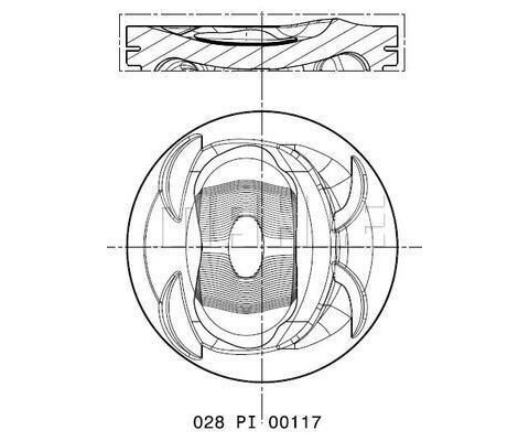 028PI00117002 PISTON SEGMAN 76.51MM 050 GOLF 5-6-JETTA 3-4-PASSAT-1.4TSI-FSI BLG BMY CAVA CTHA 05>