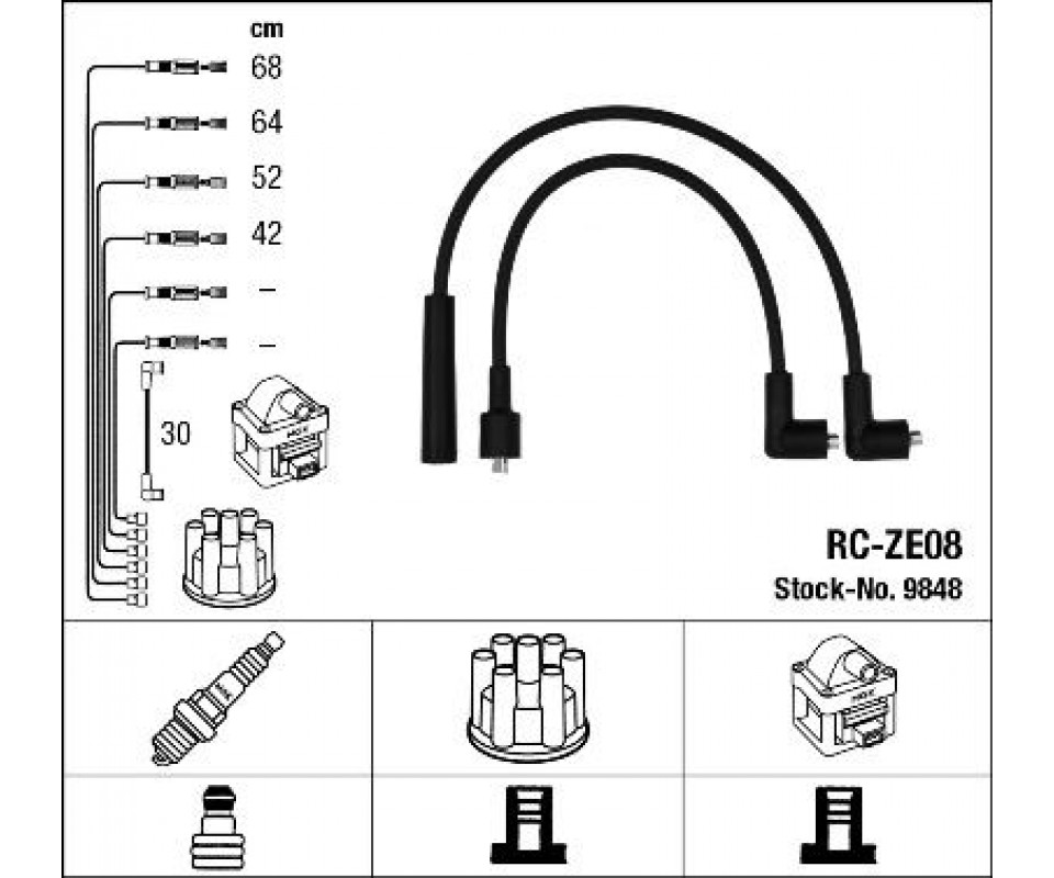 BUJİ KABLOSU MAZDA 323 1.6L B6 BG kasa 89-95 / KIA SEPHIA 1.5L 1.6L 94-98 - alternatif ürün RC-ZE 08
