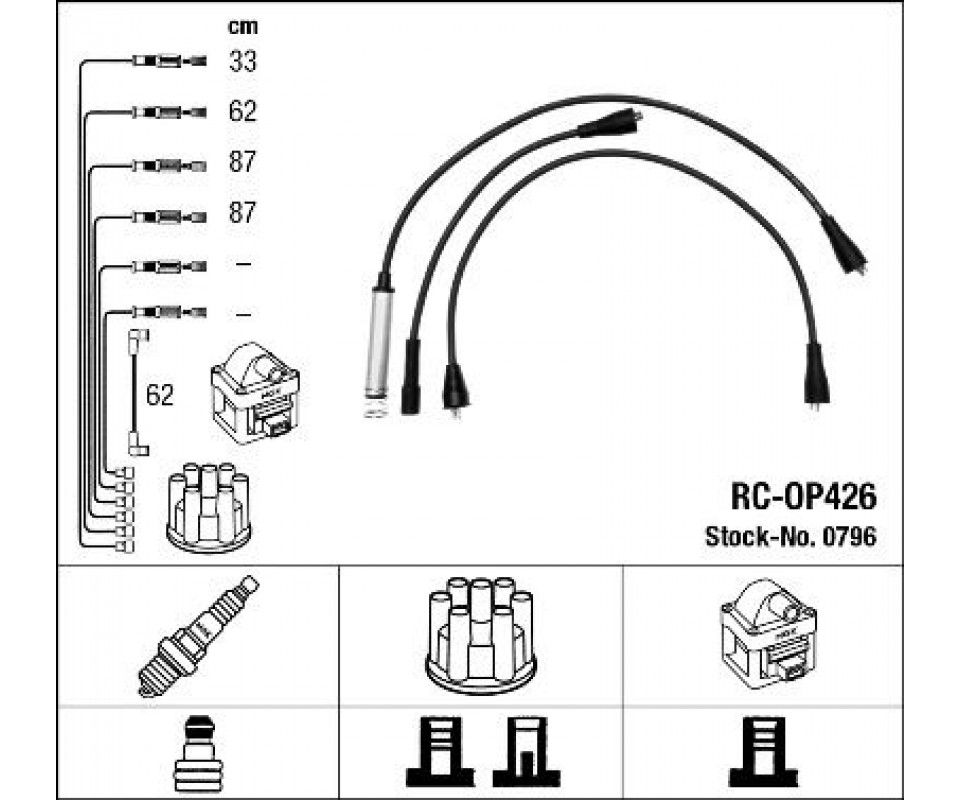 BUJİ BOBİN KABLOSU TAKIMI SET OPEL VECTRA A-ASCONA C-KADETT E 1.8-2.0 8V SV-NE