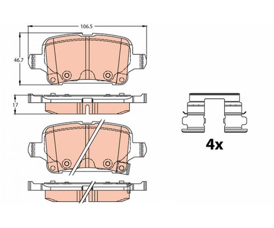 ARKA FREN BALATASI OPEL ASTRA K 1.0-1.4-1.4T-1.6T-1.6 CDTI 16>22 106.5x46.3x16.6
