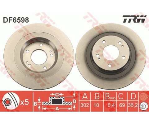 ARKA FREN AYNASI DOLU TİP P4008-C4 AIRCROSS 1.6-1.8 12 > / MITSUBISHI ASX 1.6L 9HD DV6 DI-D GA7W 1 5-> 302 çap x 5 bijon - Takım disk fiyatıdır