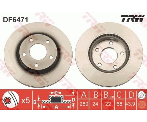 ÖN FREN DİSKİ HAVA KANALLI NISSAN JUKE 1.5L Dci F15 10-> / 1.6L HR16DE F15 10-> 280 çap x 5 bijon - Takım disk fiyatıdır
