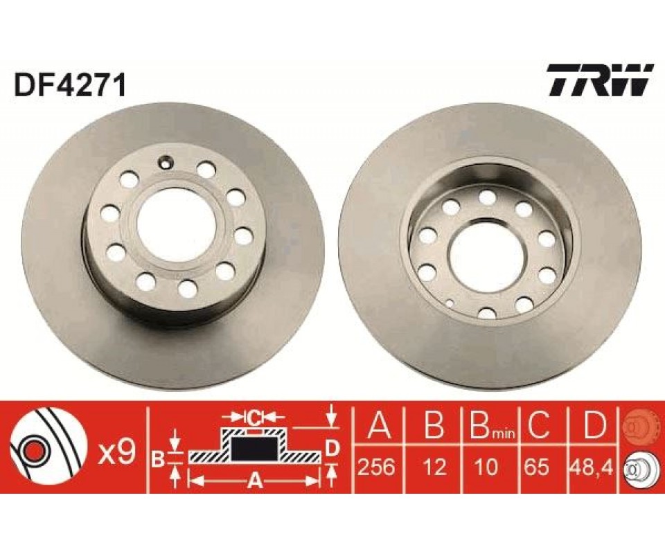 ARKA FREN AYNASI CADDY III-GOLF-V-VI-PLUS-JETTA III-ALTEA 04>A3 03>TOLEDO III-OCTAVIA 04> 256x12x9DL