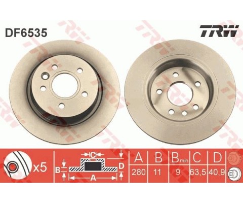 ARKA FREN AYNASI VOLVO V40 D2 D3 D4 T2 T3 T4 T5 HATCHBACK 12 > 280x5DL 986479691-