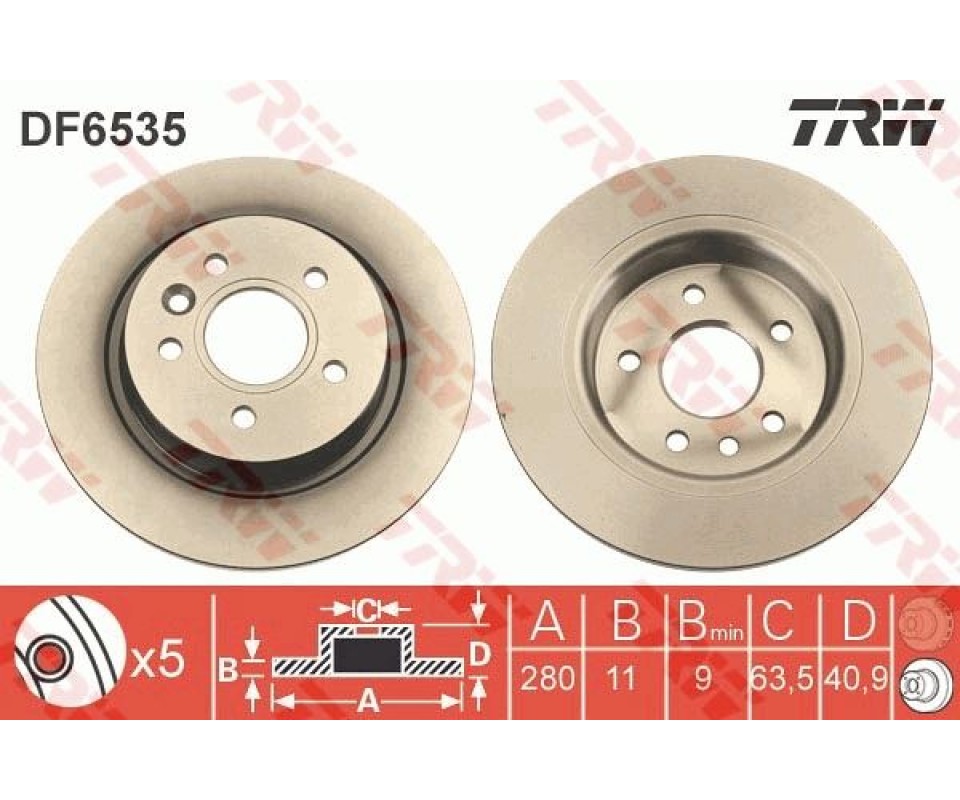 ARKA FREN AYNASI VOLVO V40 D2 D3 D4 T2 T3 T4 T5 HATCHBACK 12 > 280x5DL 986479691-
